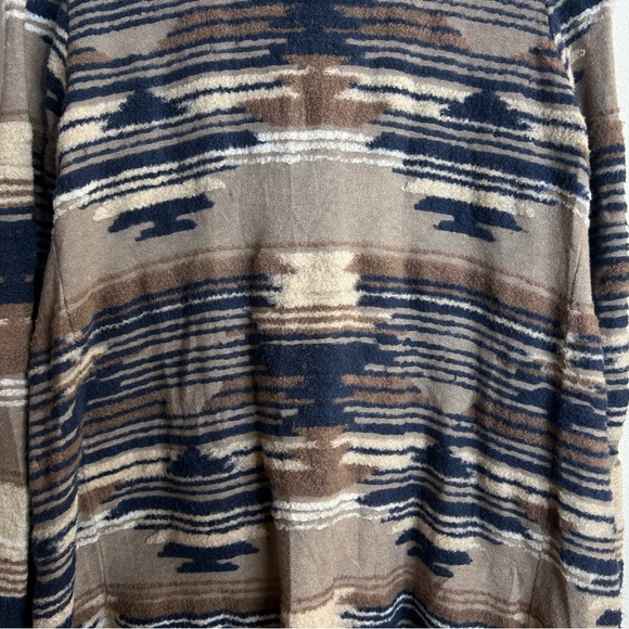 Lucky Brand L Textured Aztec Multicolor Knit Cardigan Open Front Boho Western - Picture 12 of 13